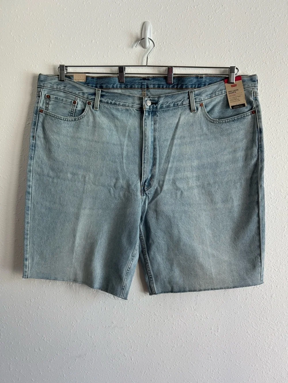 Levi's 469 Denim Shorts Big Men's Size 52 Blue Loose Fit Cotton Raw Hem